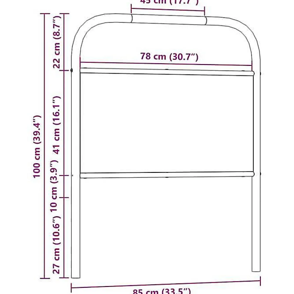 Tête de lit de remplacement chêne fumé 80 cm acier et bois d'ingénierie>Vidaxl
