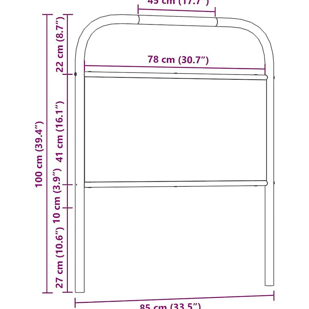 Tête de lit de remplacement chêne fumé 80 cm acier et bois d'ingénierie>Vidaxl