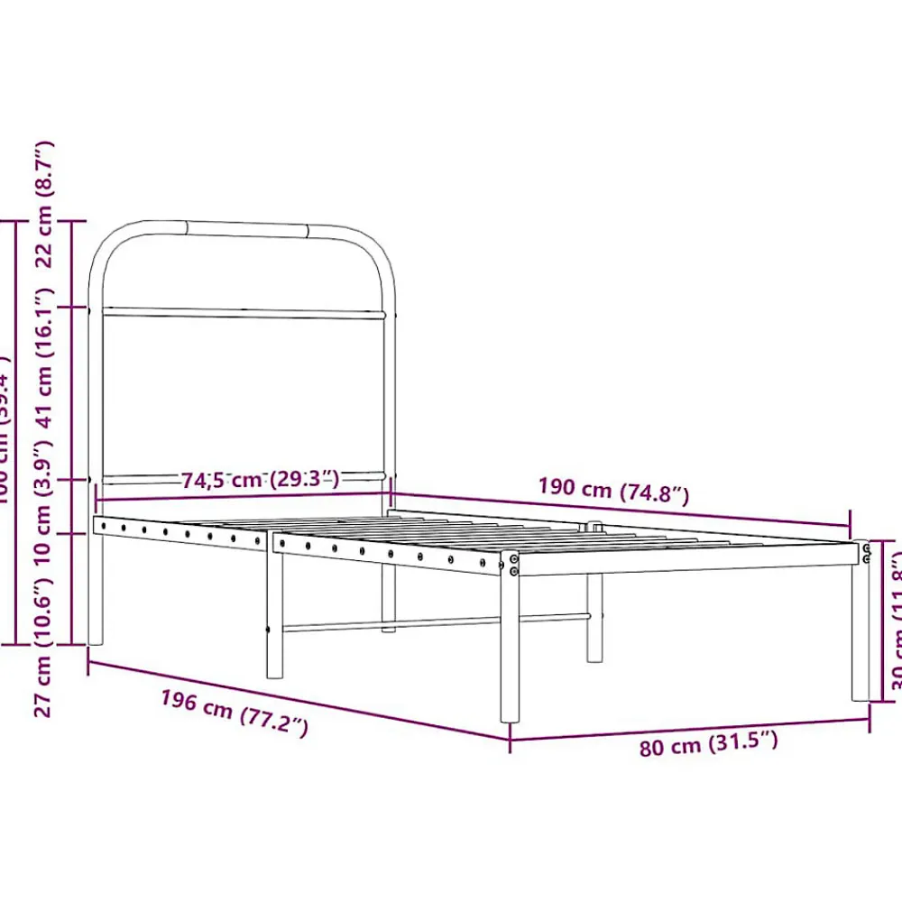 Tête de lit de remplacement chêne sonoma 75 cm acier et bois d'ingénierie>Vidaxl Outlet