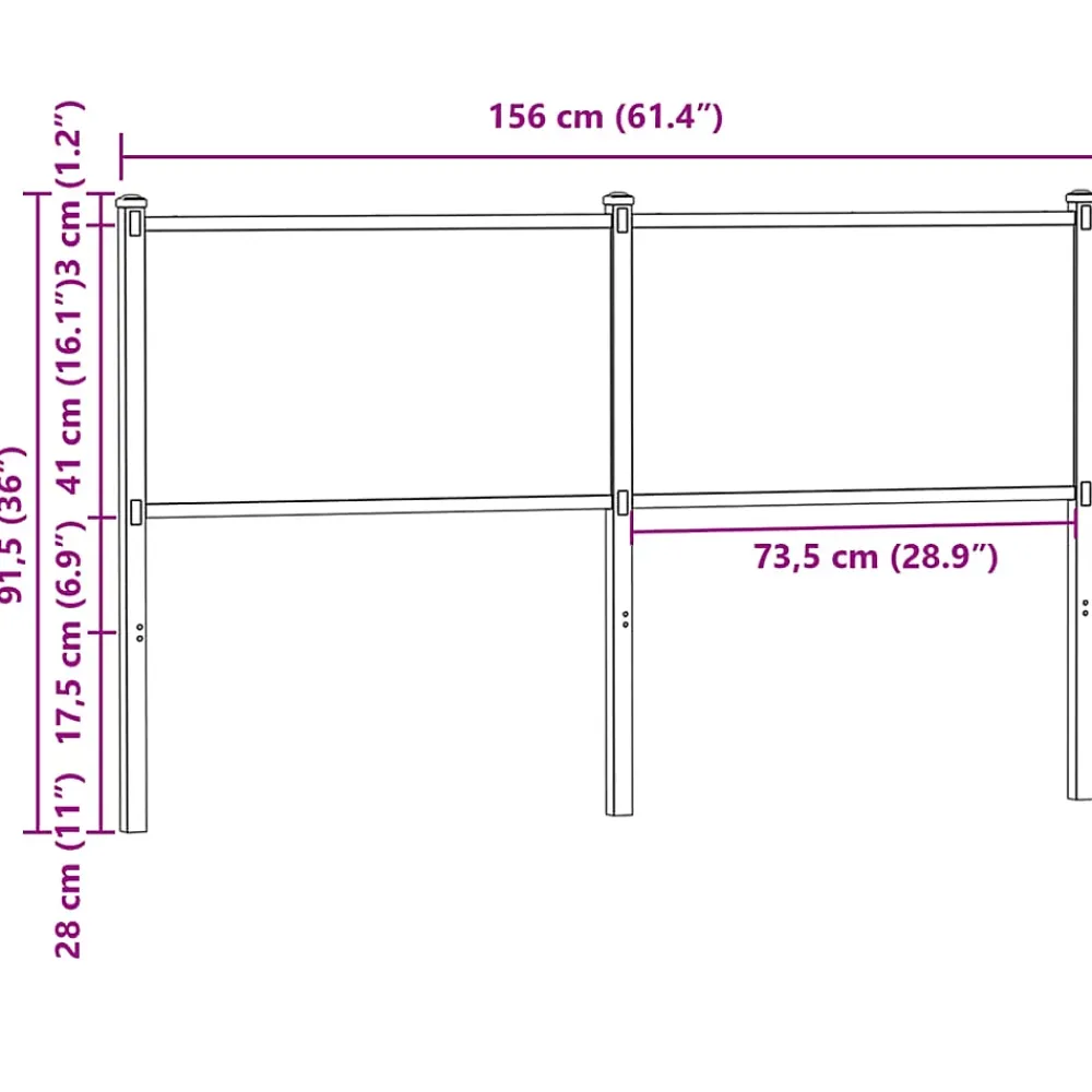 Vidaxl Tête de lit de remplacement chêne marron 150 cm bois d'ingénierie et acier* Tête De Lit