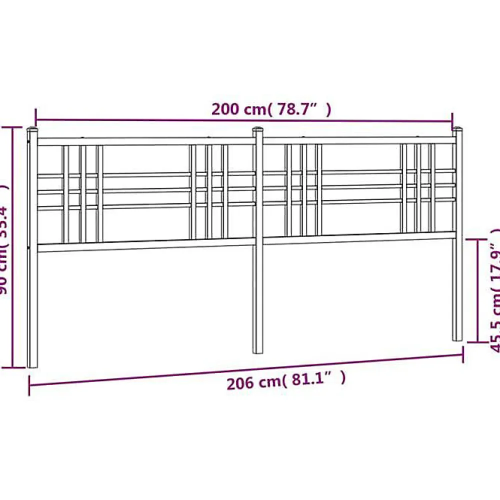 Tête de lit de remplacement métal noir 200 cm>Vidaxl Outlet