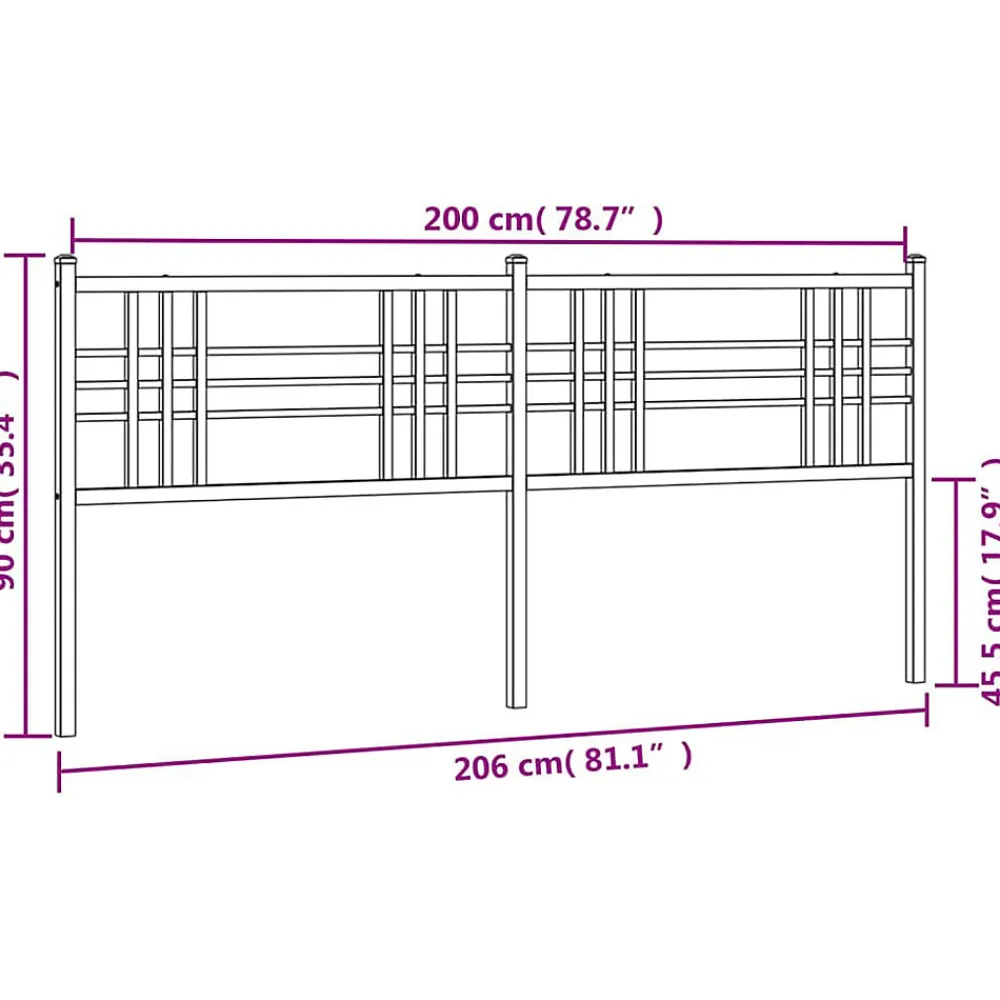 Tête de lit de remplacement métal noir 200 cm>Vidaxl Outlet