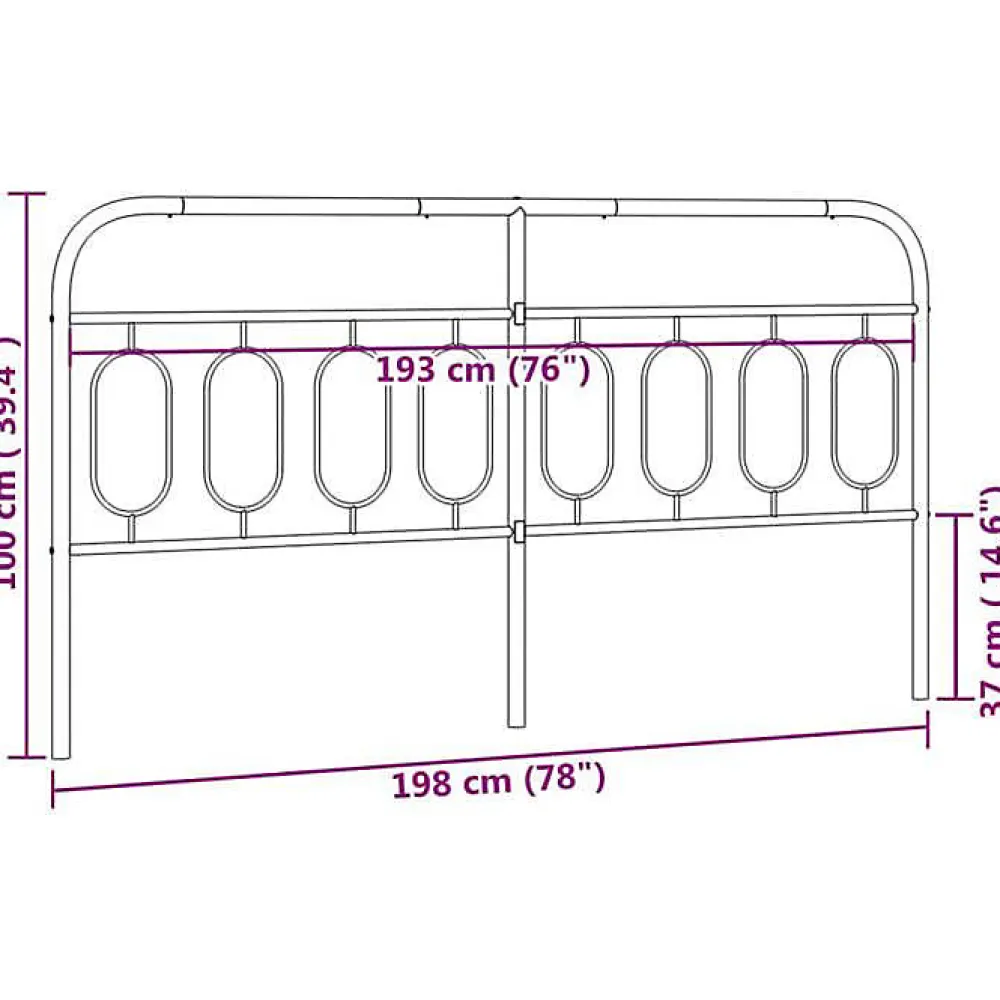 Tête de lit de remplacement métal noir 193 cm>Vidaxl