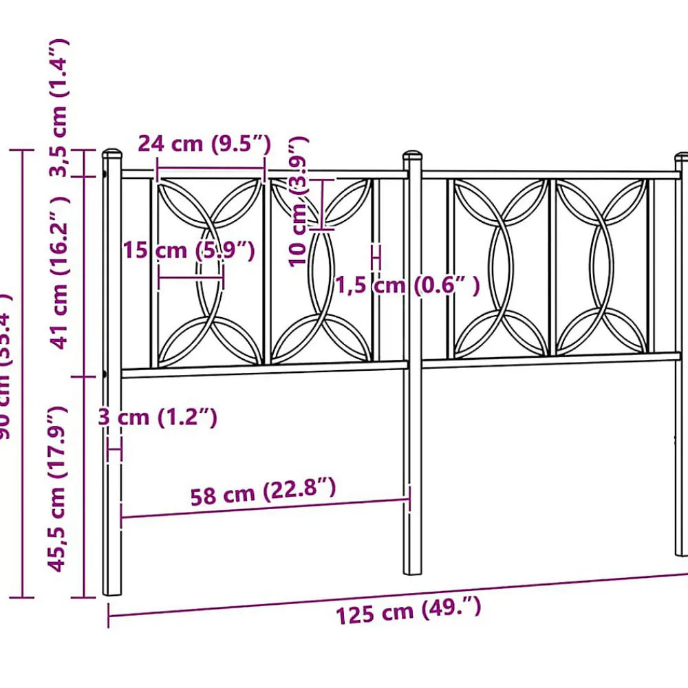 Tête de lit de remplacement métal noir 120 cm>Vidaxl