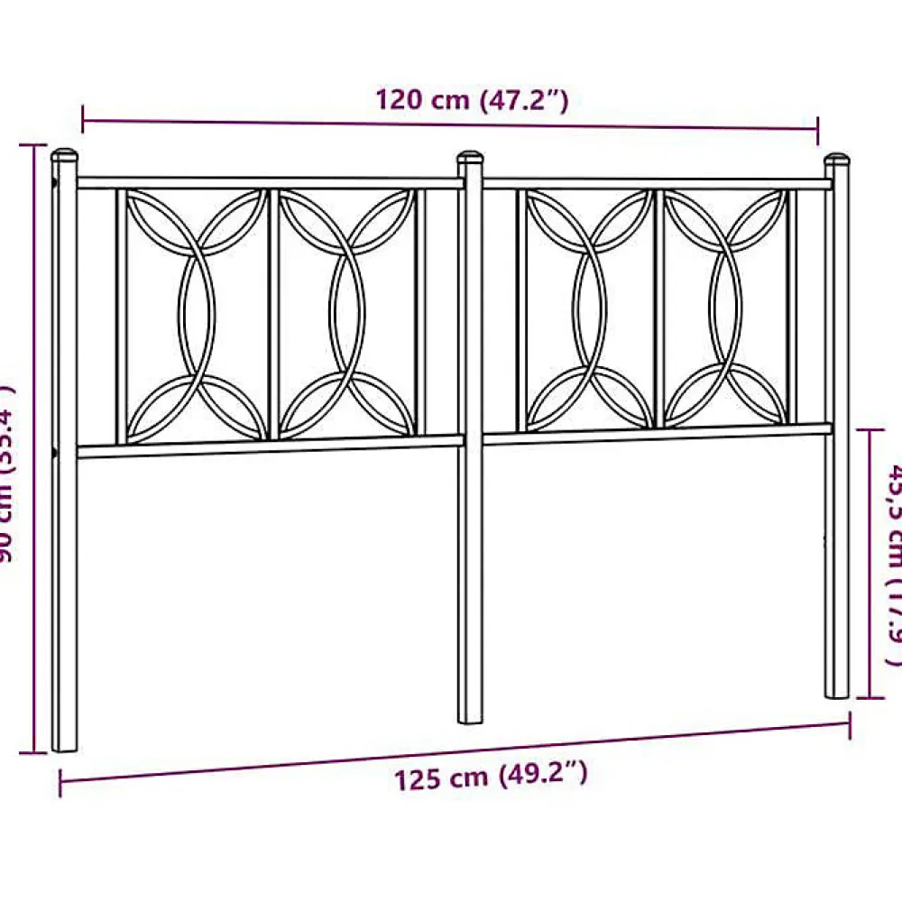 Tête de lit de remplacement métal noir 120 cm>Vidaxl
