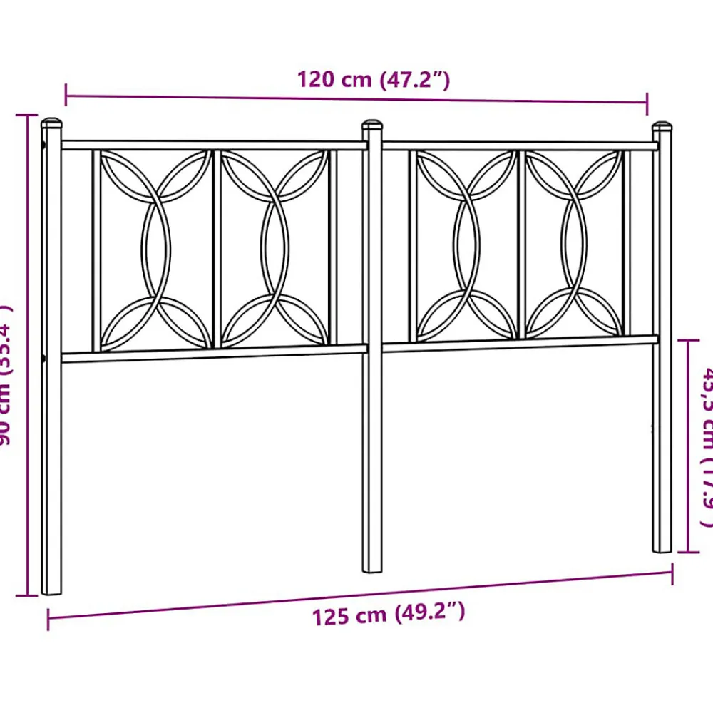 Tête de lit de remplacement métal noir 120 cm>Vidaxl