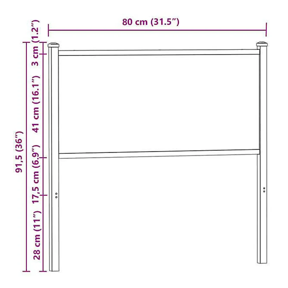 Tête de lit de remplacement chêne fumé 75 cm bois d'ingénierie et acier>Vidaxl Clearance
