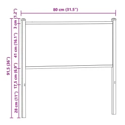 Tête de lit de remplacement chêne fumé 75 cm bois d'ingénierie et acier><noscript><img width=