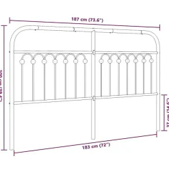 Tête de lit de remplacement métal noir 180 cm><noscript><img width=