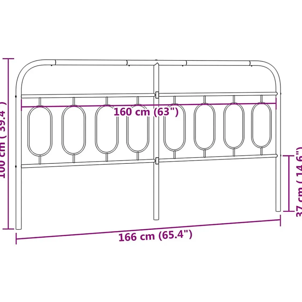 Vidaxl Tête de lit de remplacement métal noir 160 cm* Tête De Lit