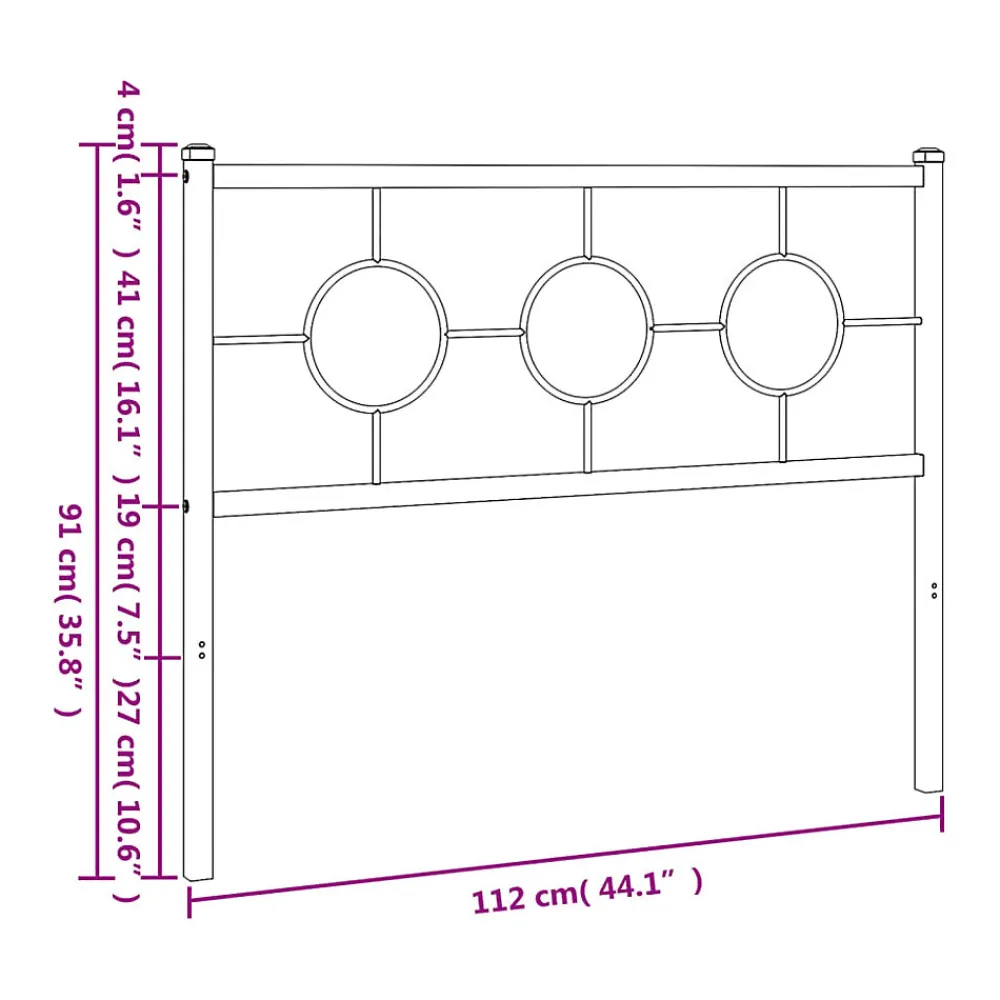 Tête de lit de remplacement métal noir 107 cm>Vidaxl New