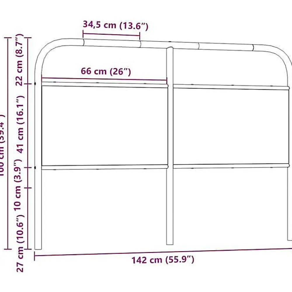 Tête de lit de remplacement chêne fumé 135 cm acier et bois d'ingénierie>Vidaxl Outlet