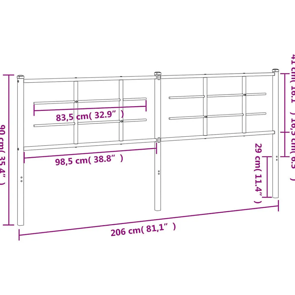 Tête de lit de remplacement métal blanc 200 cm>Vidaxl Discount