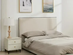Vente-unique Tête de lit déhoussable 150 cm - Coton et lin - Beige et noir - CHESMA* Tête De Lit