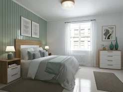Pegane Tête de lit en bois coloris chêne Albar /blanc - Longueur 160 x Profondeur 25 x Hauteur 130 cm* Tête De Lit