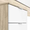Pegane Tête de lit en mélamine avec 2 chevets coloris chêne canadian blanc artik - Hauteur 95 x Longueur 247 cm x Profondeur 38 cm* Tête De Lit