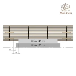 Wood&Sens Tête de lit en pin avec étagères, L.250 x H.56 cm x P.21 cm* Tête De Lit