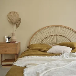 Tête de lit en rotin naturel 160 cm><noscript><img width=