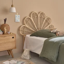 Tête de lit en rotin naturel 90 cm><noscript><img width=