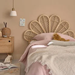 Tête de lit en rotin naturel 90 cm><noscript><img width=
