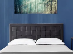 Tête de lit JENNA - 140 cm - Velours - Gris foncé><noscript><img width=