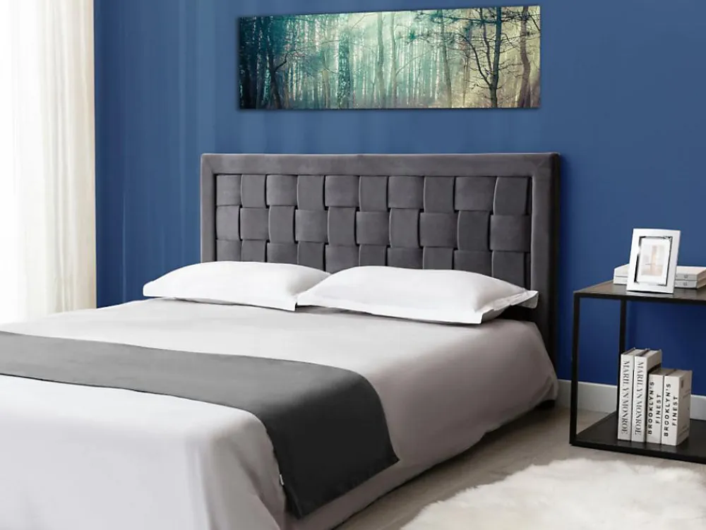 Tête de lit JENNA - 140 cm - Velours - Gris foncé>Vente-unique Best