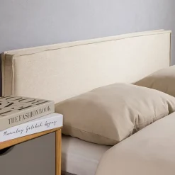 Idimex Tête de lit KLAO 160 sur pieds, en tissu - Écru* Tête De Lit