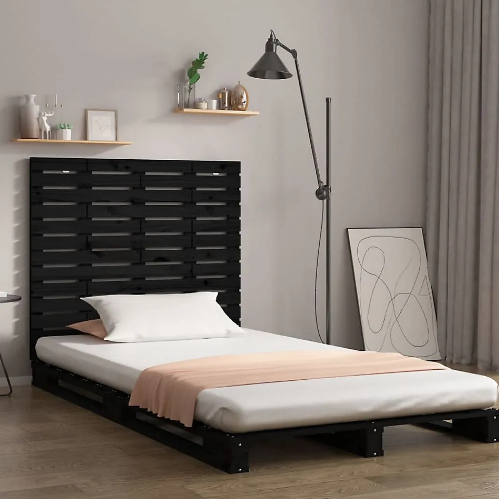 Tête de lit murale Noir 141x3x91,5 cm Bois massif de pin>Vidaxl Clearance