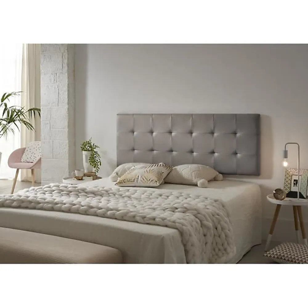 Tête de lit pour 120 lits Capitone Similicuir Check 152 x 57 x 5 cm Rembourrage en mousse et renfort de dossier Couleur Gris. ECCO>Eccox Clearance