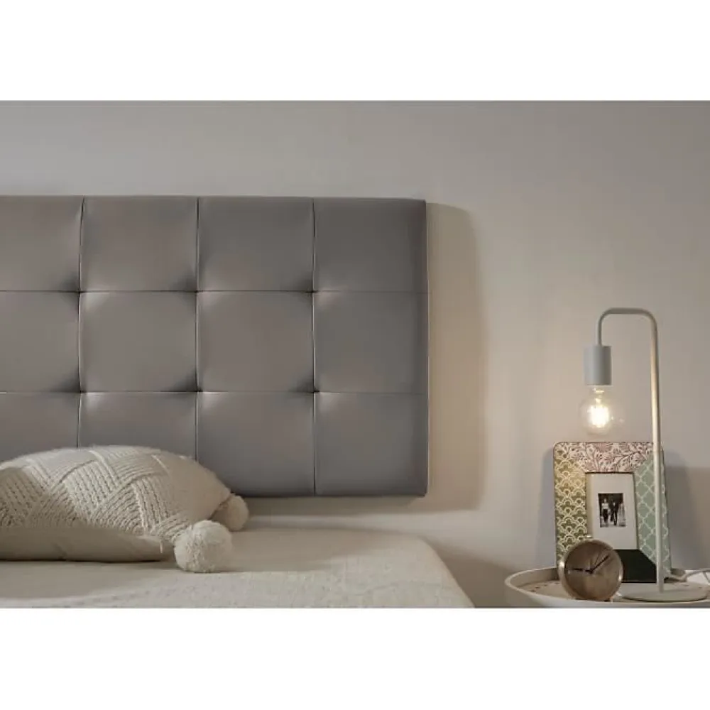 Tête de lit pour 120 lits Capitone Similicuir Check 152 x 57 x 5 cm Rembourrage en mousse et renfort de dossier Couleur Gris. ECCO>Eccox Clearance