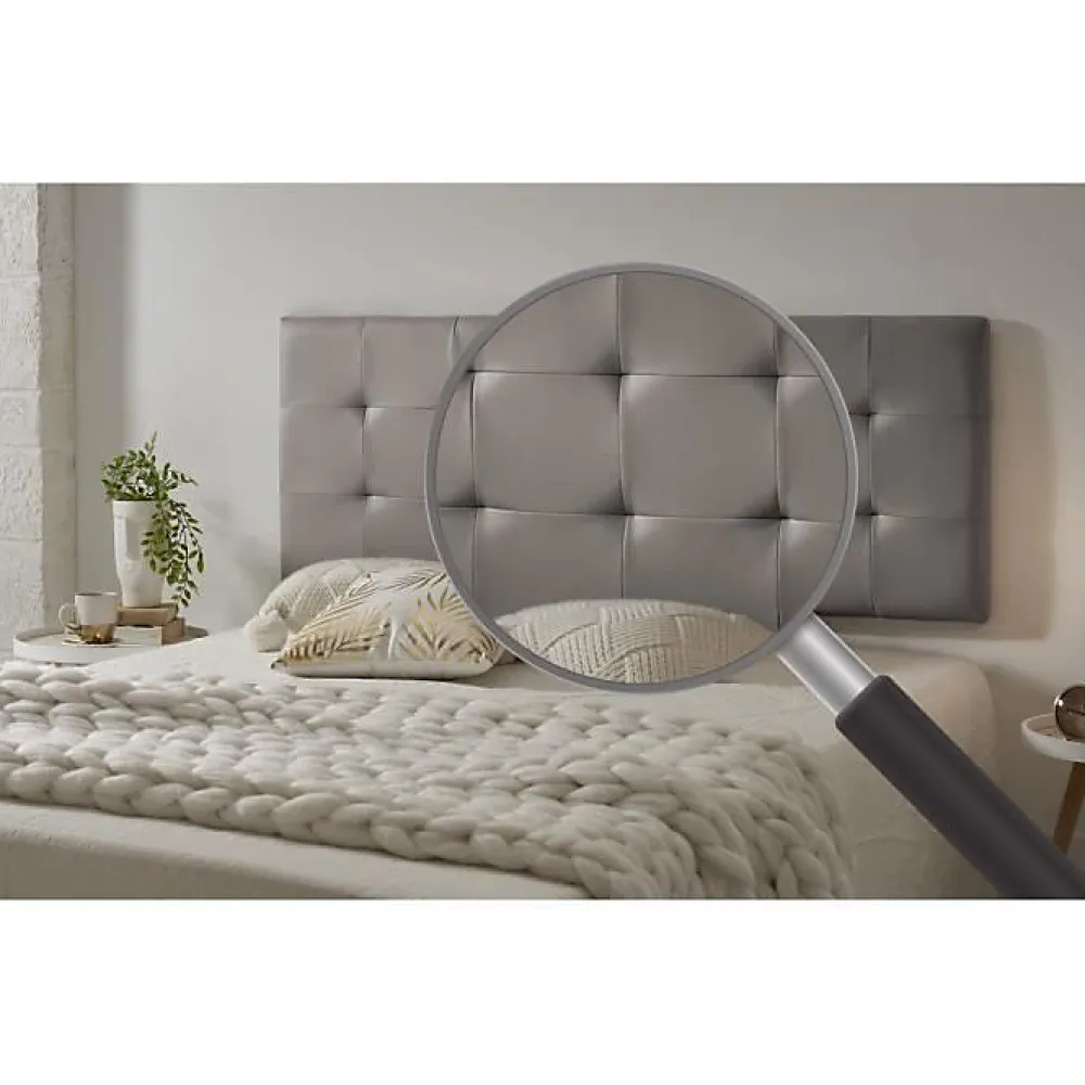 Tête de lit pour 120 lits Capitone Similicuir Check 152 x 57 x 5 cm Rembourrage en mousse et renfort de dossier Couleur Gris. ECCO>Eccox Clearance
