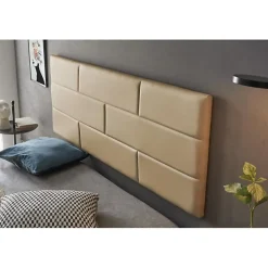 Eccox Tête de lit pour lit 90 Briques de similicuir 112 x 57 x 5 cm Rembourrage en mousse et renfort de dossier Couleur Camel Clair. ECC* Tête De Lit