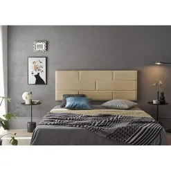 Eccox Tête de lit pour lit 90 Briques de similicuir 112 x 57 x 5 cm Rembourrage en mousse et renfort de dossier Couleur Camel Clair. ECC* Tête De Lit