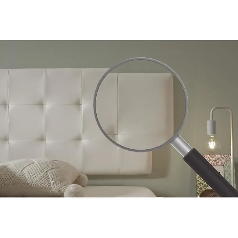 Eccox Tête de lit pour lit 160 capitone similicuir carrés 162 x 57 x 5 cm Rembourrage en mousse et renfort de dossier couleur Blanc. ECC* Tête De Lit