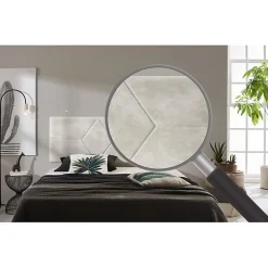 Tête de lit pour lit de 120 Deux Diamants de Tissu Anti-Tache 152 x 57 x 5 cm Couleur Blanc Gris Effet Granit.><noscript><img width=