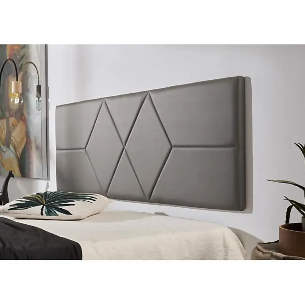 Tête de lit pour lit de 100 Deux diamants en similicuir 112 x 57 x 5 cm Rembourrage en mousse Couleur Gris.>Eccox Clearance