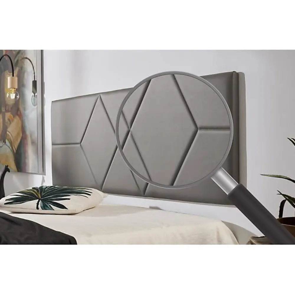 Tête de lit pour lit de 100 Deux diamants en similicuir 112 x 57 x 5 cm Rembourrage en mousse Couleur Gris.>Eccox Clearance