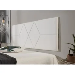 Tête de lit pour lit de 105 Deux diamants en similicuir 112 x 57 x 5 cm Rembourrage en mousse Couleur Blanc.>Eccox