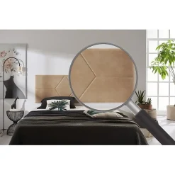 Tête de lit pour lit de 80 Deux Diamants de Tissu Anti-Tache 112 x 57 x 5 cm Couleur Camel Clair.><noscript><img width=