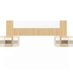 IDMarket Tête de lit sur pied avec chevets modulables SAPA pour lit 140, 160 ou 180 cm bois et blanc* Tête De Lit