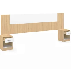 IDMarket Tête de lit sur pied avec chevets modulables SAPA pour lit 140, 160 ou 180 cm bois et blanc* Tête De Lit