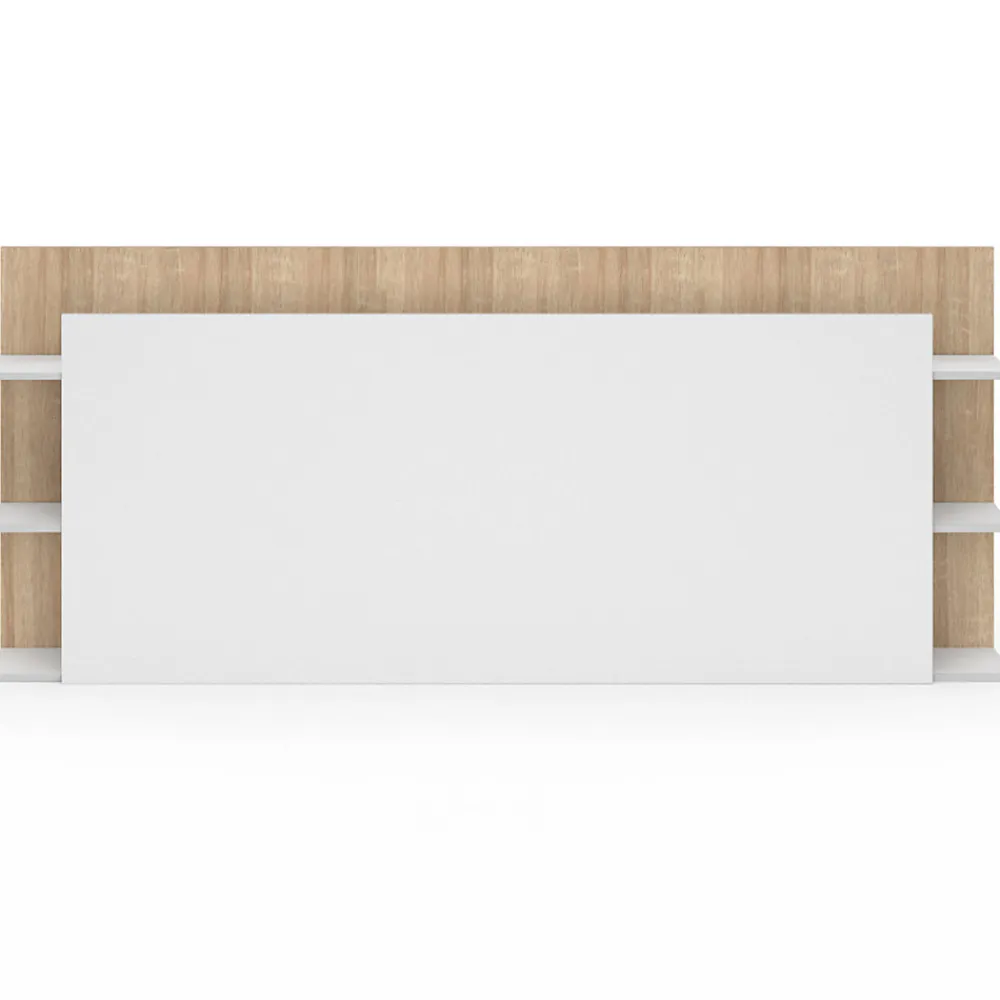 Tête de lit sur pied CIRI pour lit 140 et 160 cm avec rangements blanc et bois>IDMarket Sale