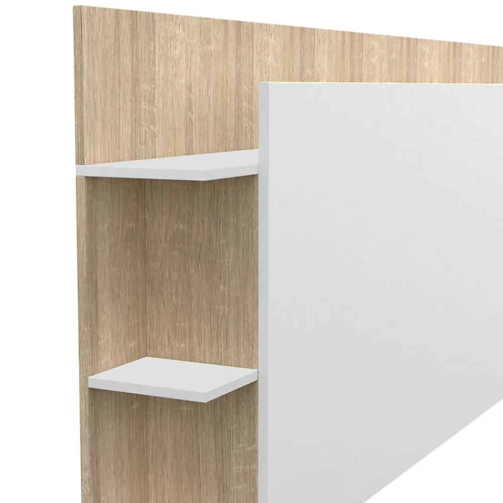 Tête de lit sur pied CIRI pour lit 140 et 160 cm avec rangements blanc et bois>IDMarket Sale