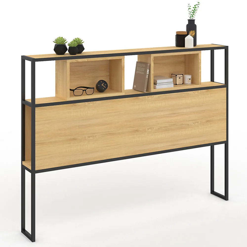 Tête de lit sur pied DETROIT 165 cm bois et métal noir design industriel>IDMarket Hot