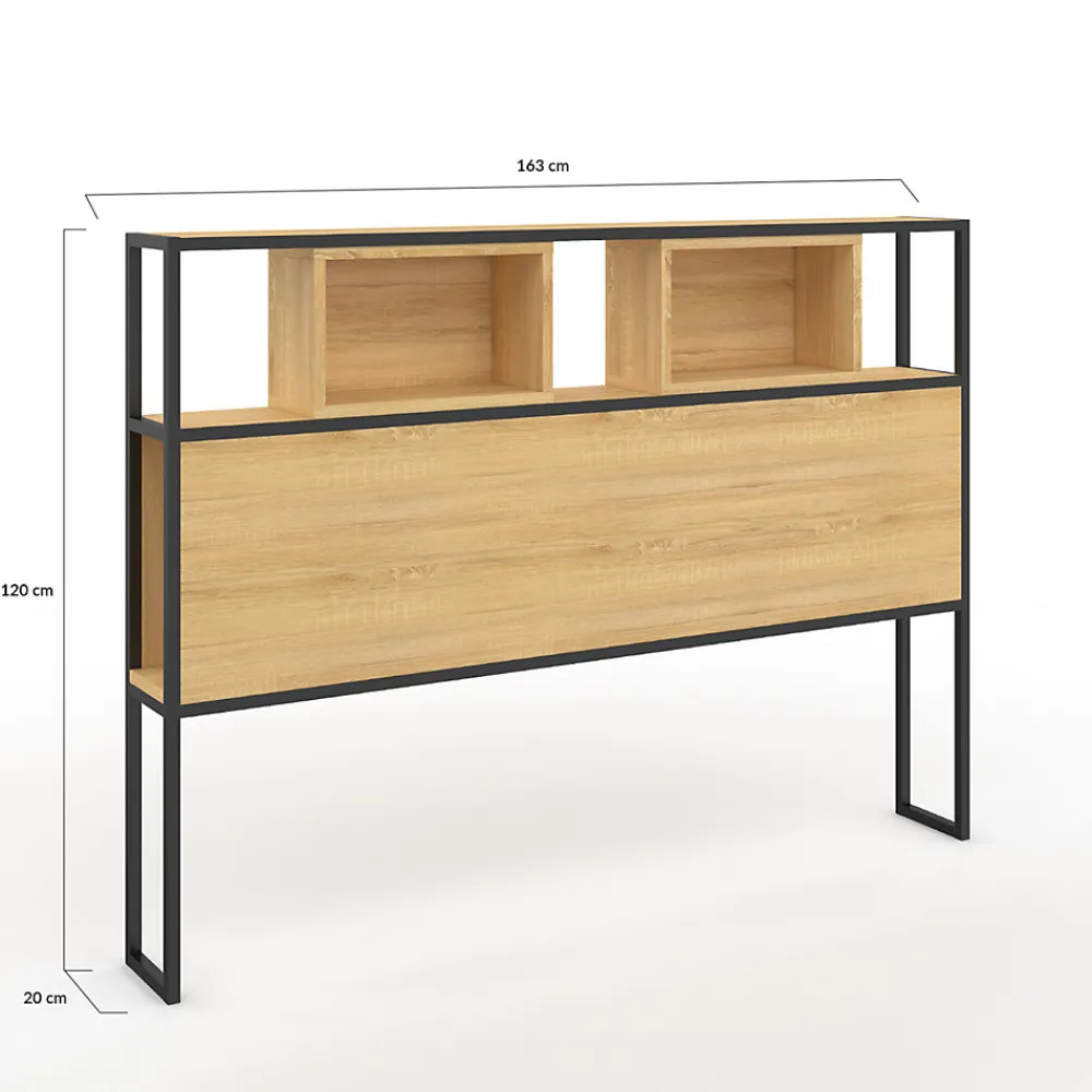 Tête de lit sur pied DETROIT 165 cm bois et métal noir design industriel>IDMarket Hot