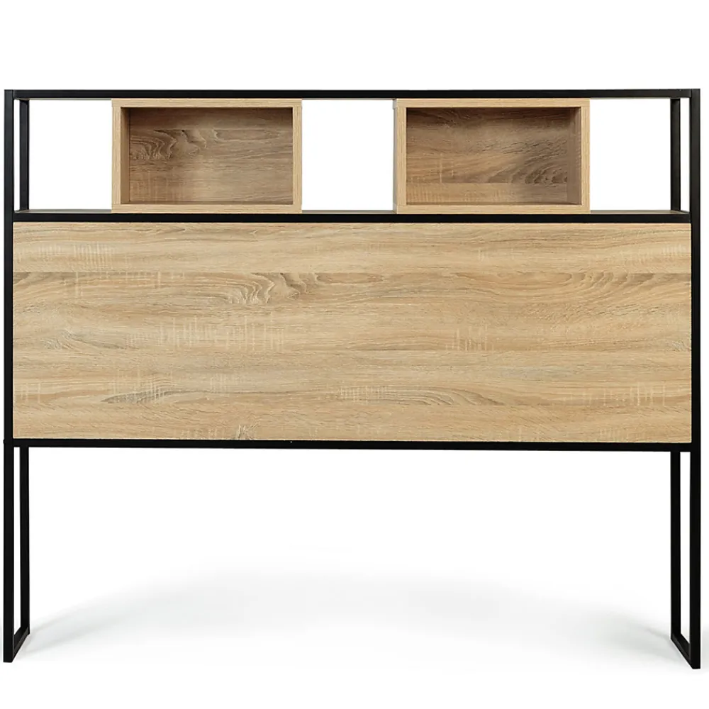 Tête de lit sur pied DETROIT 145 cm bois et métal noir design industriel>IDMarket Online