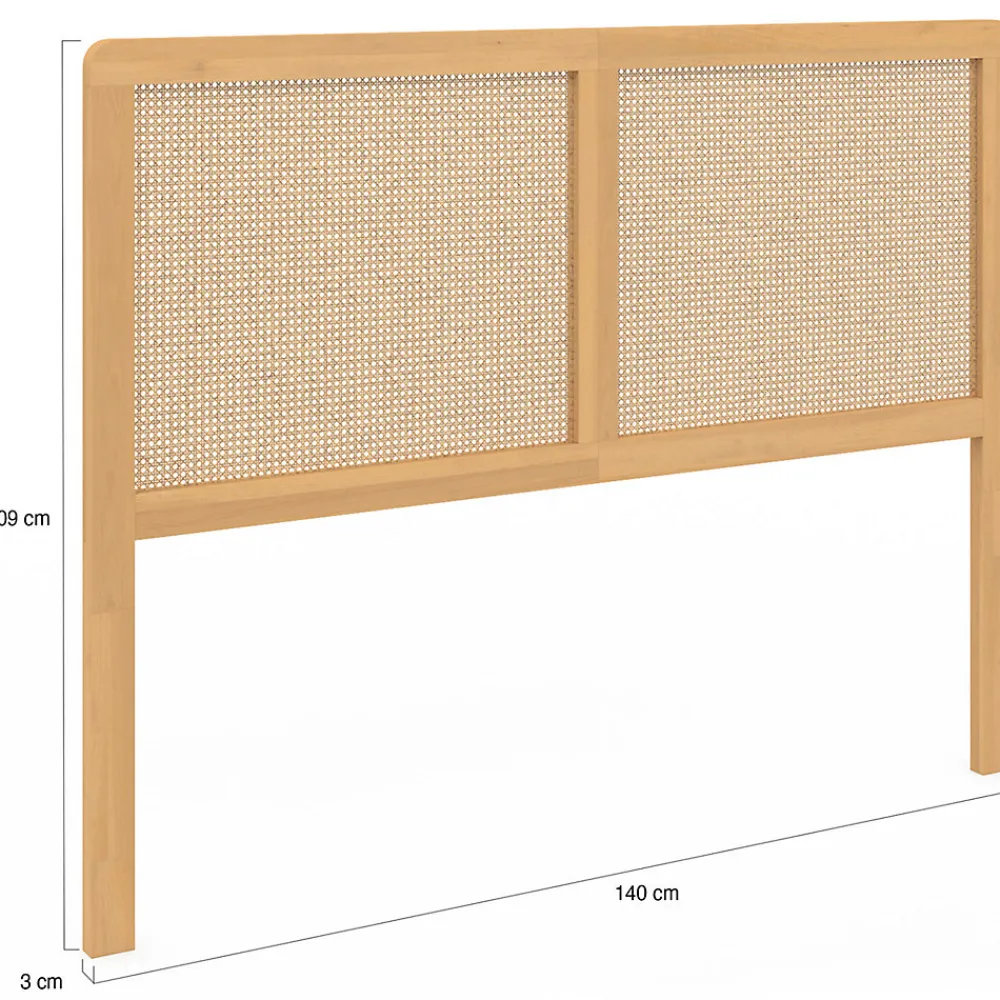 Tête de lit sur pied EDHEN 140 cm cannage et bois>IDMarket Discount