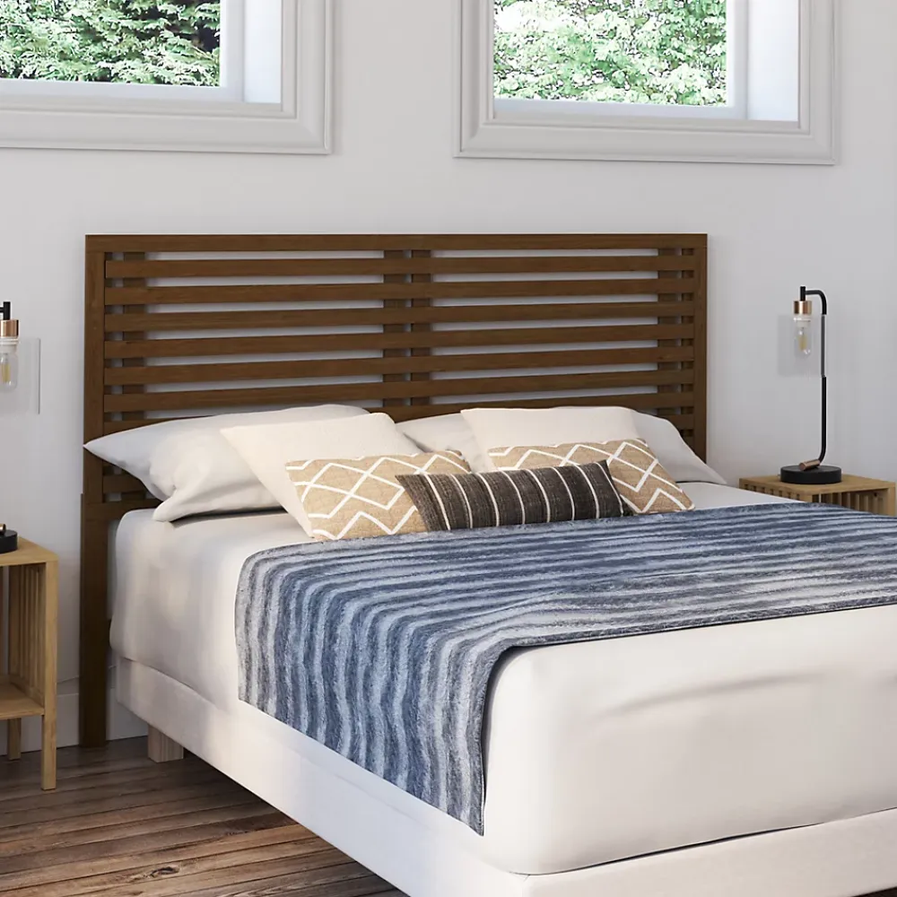 IDMarket Tête de lit sur pied en lattes AVA 160 cm façon bois vieilli* Tête De Lit