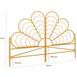 Tête de lit sur pied IVY 160 cm effet rotin en forme de fleur><noscript><img width=