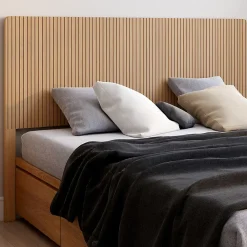 IDMarket Tête de lit sur pied JULIETTE 160 cm effet lattes tasseau bois* Tête De Lit